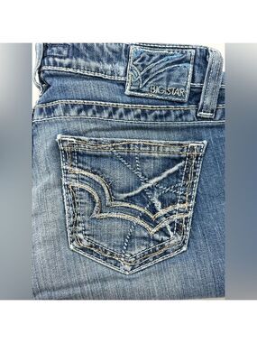 Big Star Maddie Capri Jeans Sz 28 Cropped Mid Rise Distressed Denim Western
